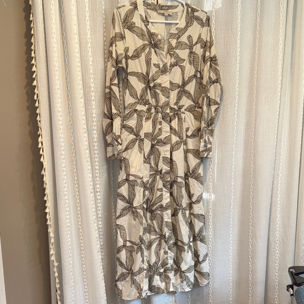 LOFT Bow Print Long Sleeve Dress